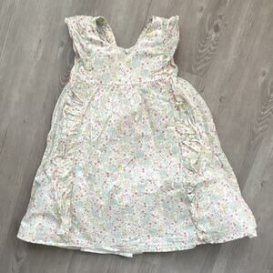 Shabby Chic Girls Floral A-Line Square Neck Ruffle Dress Knee Length Sz 4